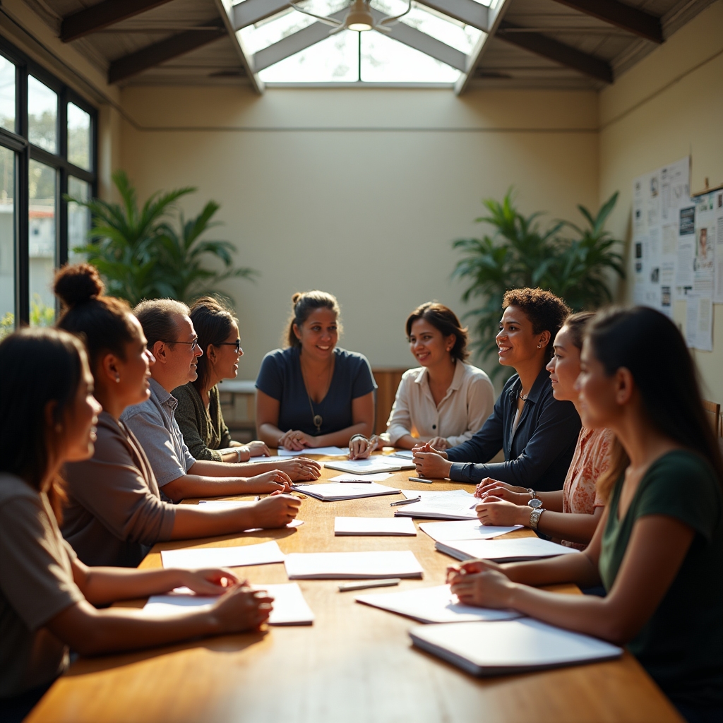 Community leaders gathered in a participatory meeting in Colombia