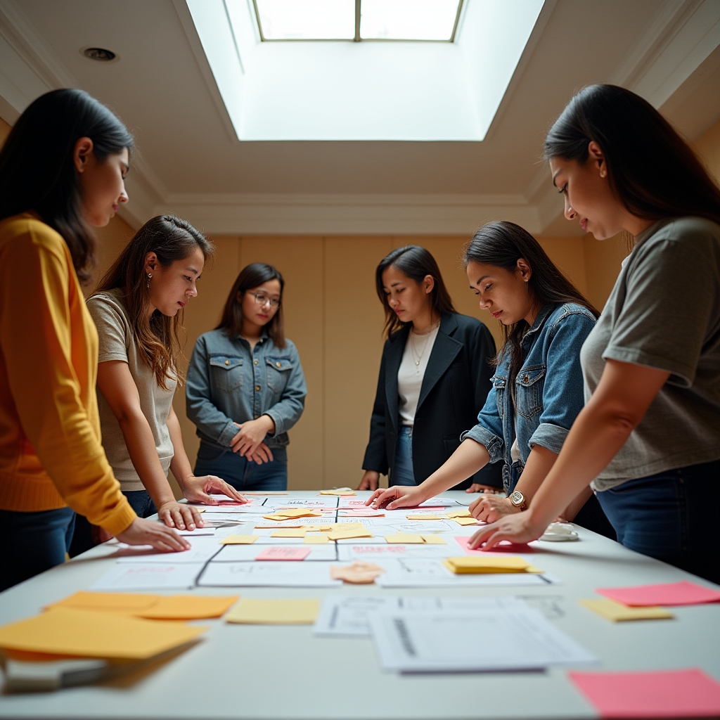 Participatory learning session showing community members engaged in hands-on finance education activity